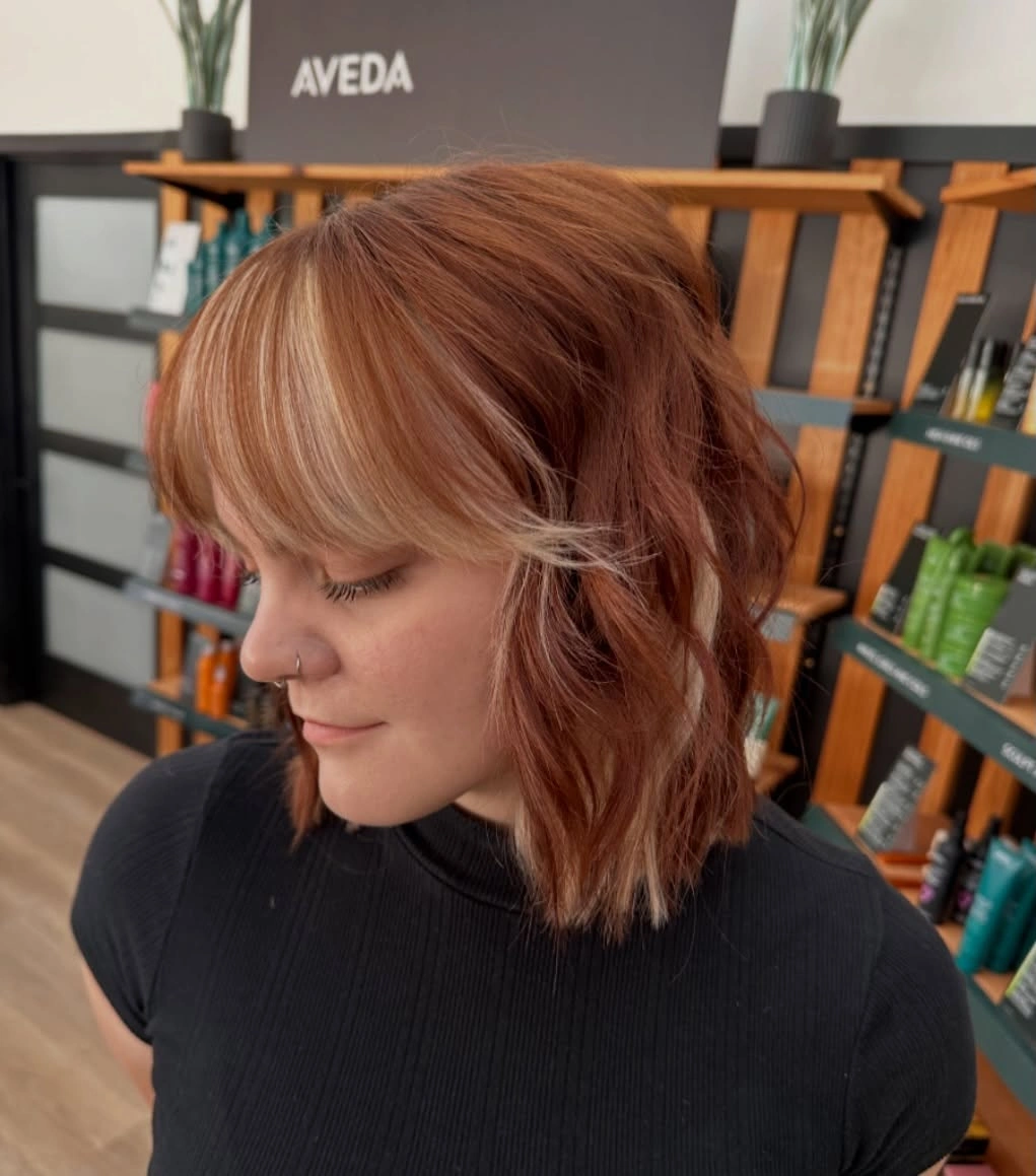 october haircut ideas 2026 Textured Copper Bob With Soft Bangs