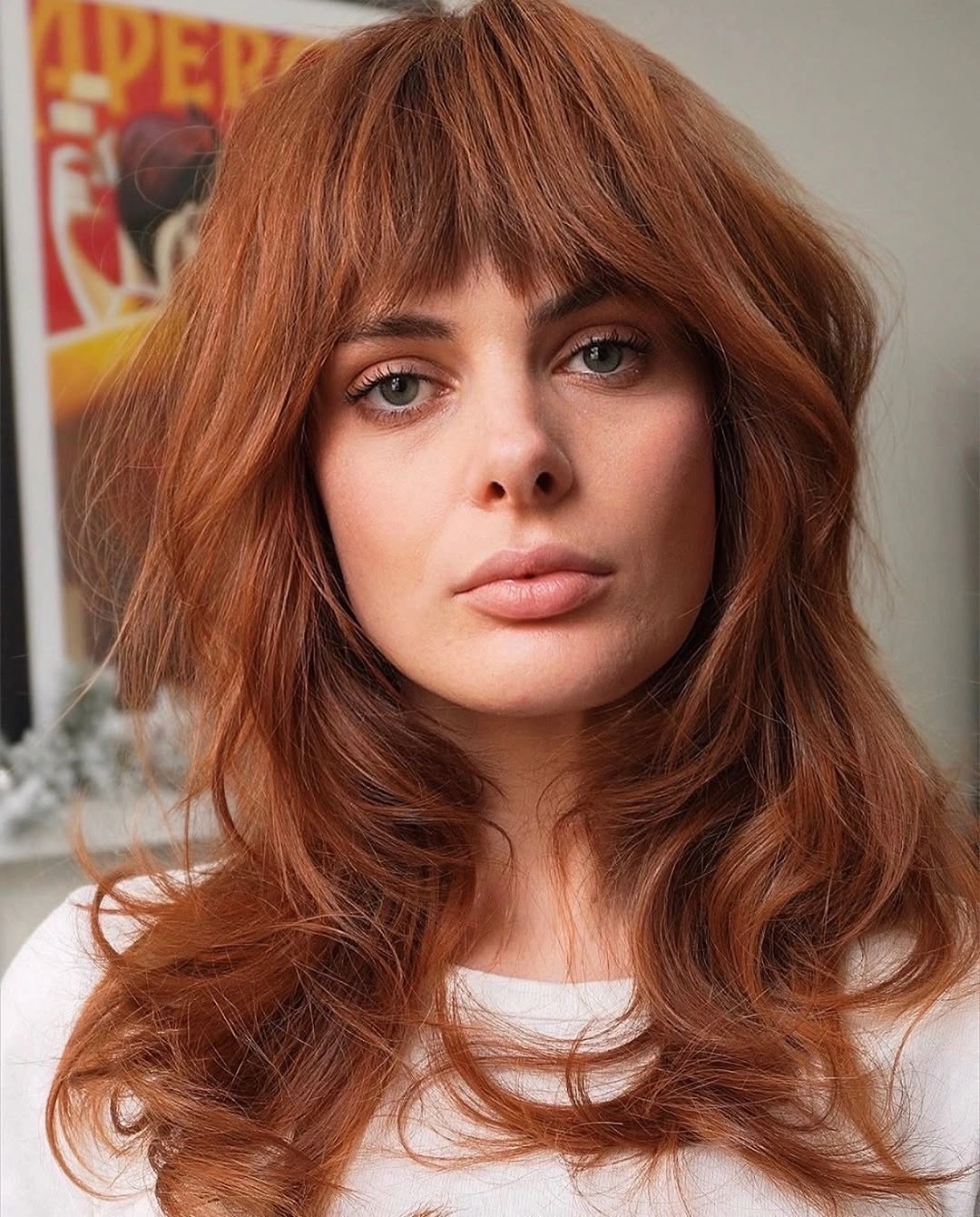 october haircut ideas 2026 Burnished Copper Layers With Full Bangs