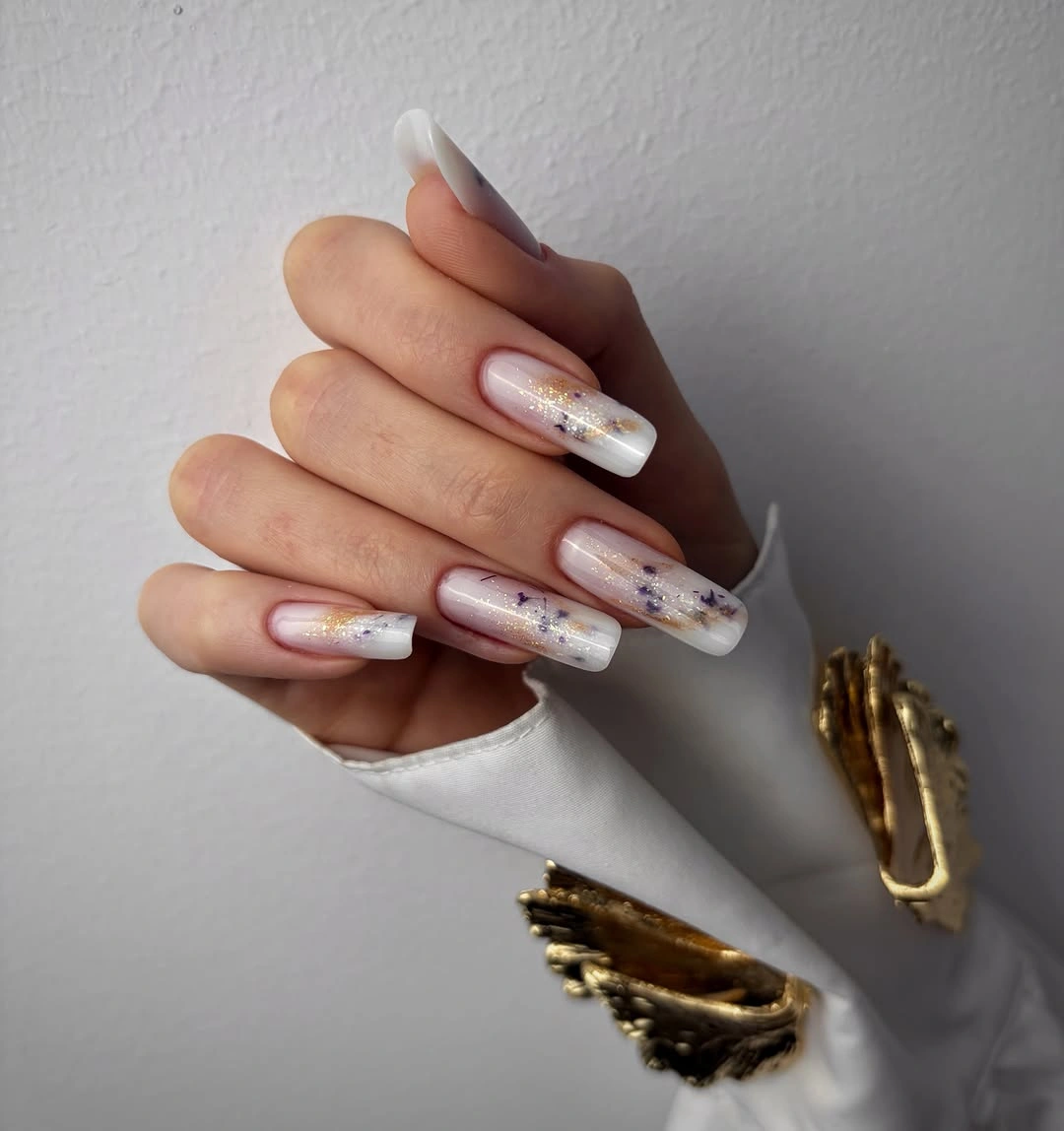 october nail colours 2026 Milky White Glitter Veil
