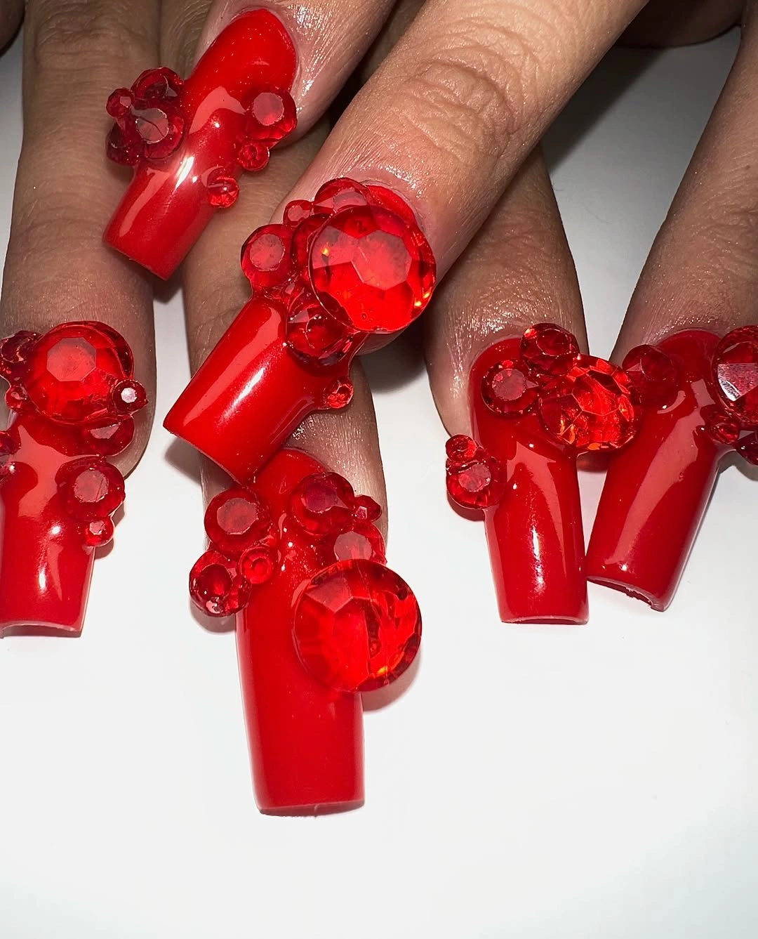 october nail colours 2026 Ruby Red Crystal Nails
