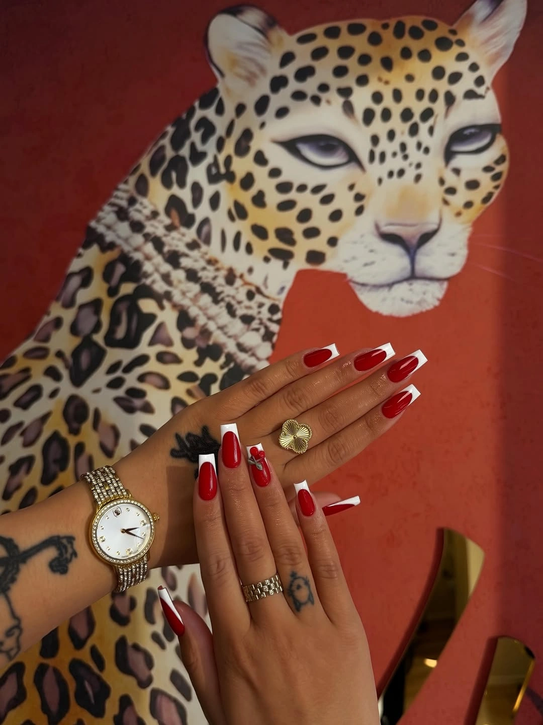 october nail colours 2026 Cherry Red French Square Nails