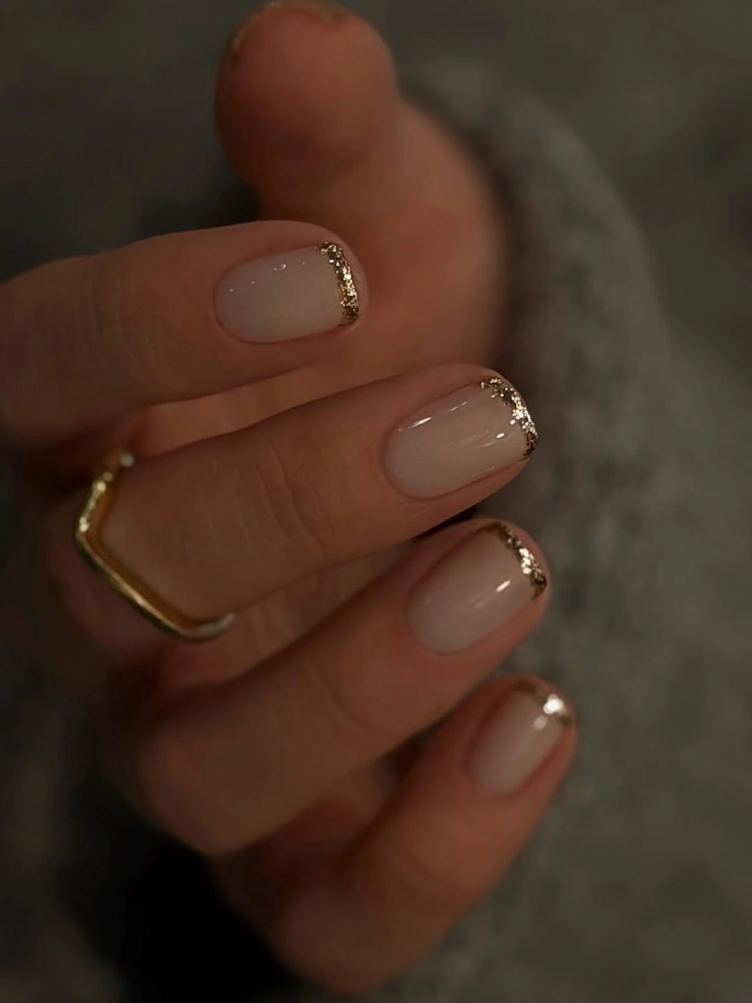 october nail colours 2026 Milky Gold Micro French Nails