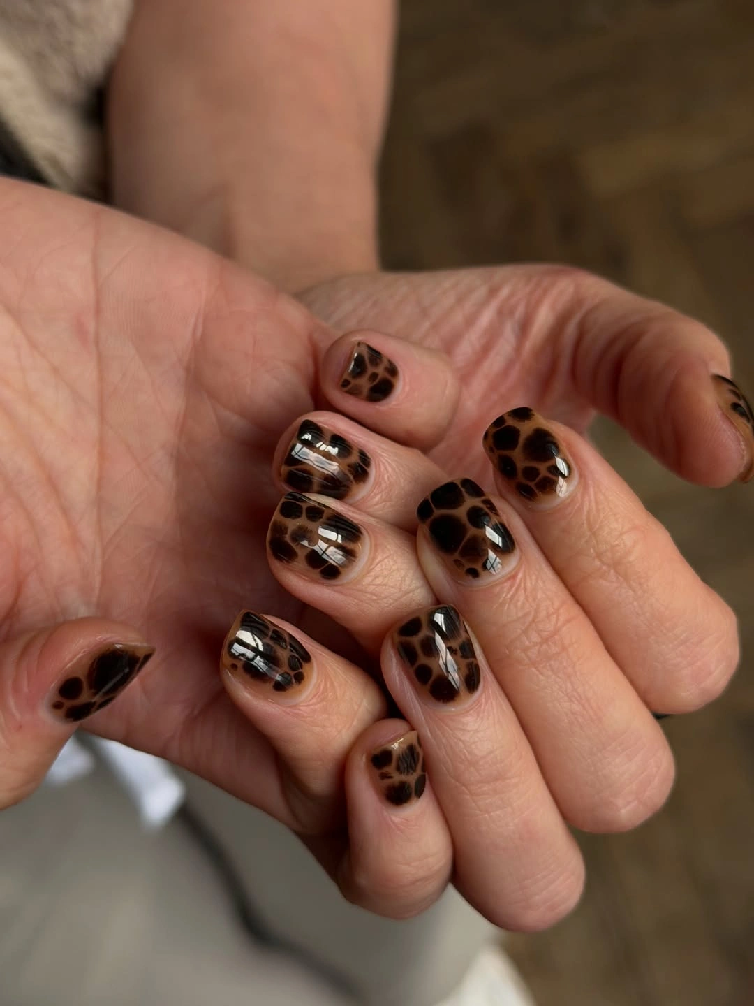 october nails design 2026 Glossy Tortoiseshell Short Nails