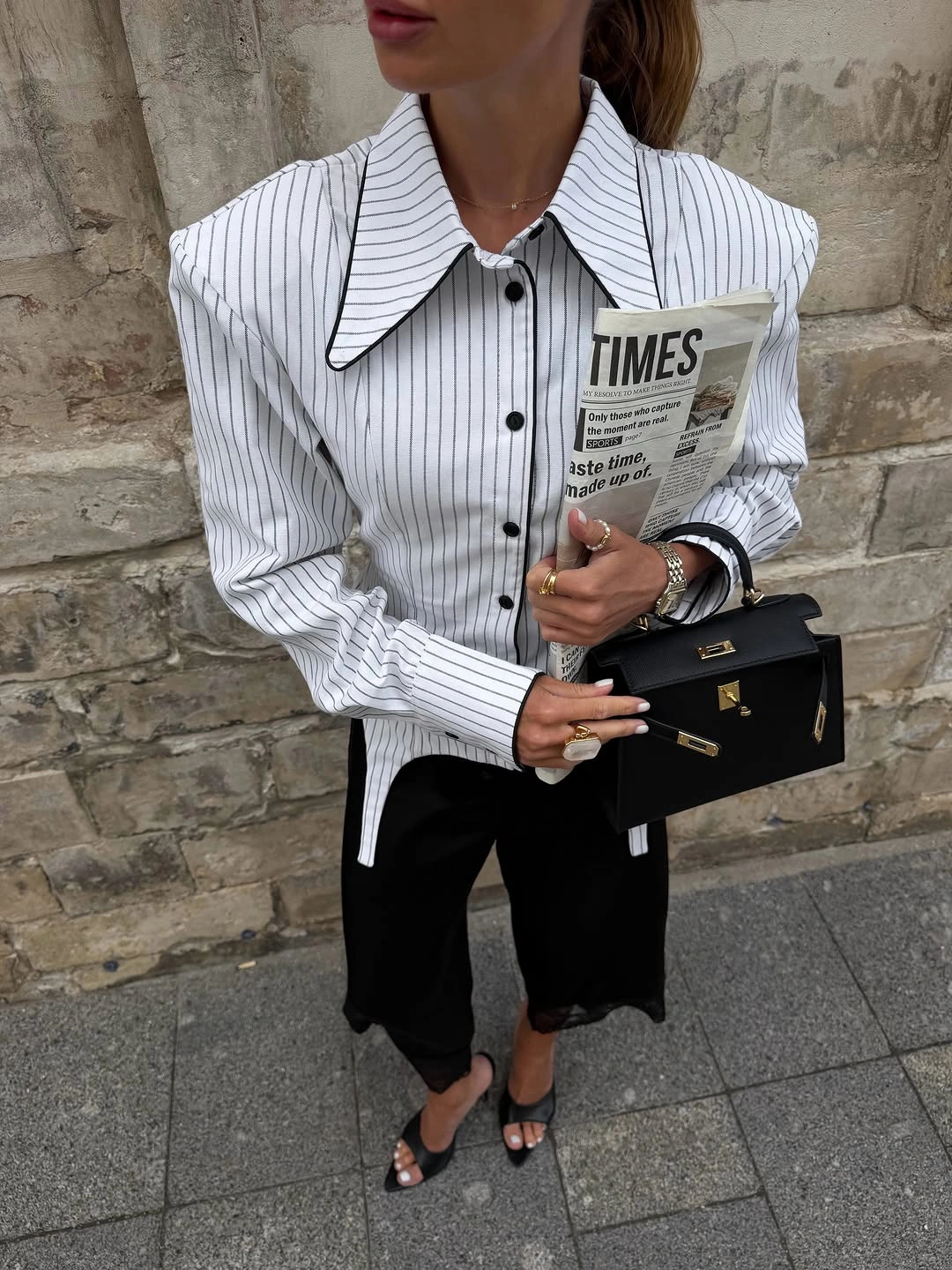 september fashion trends 2026 Pinstripe Shirt Black Trousers Style