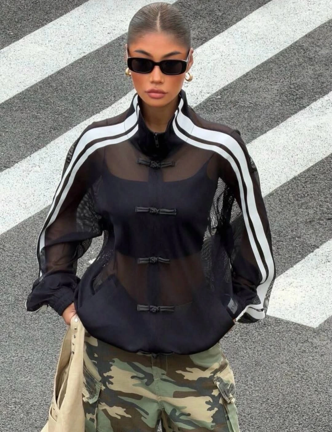 september fashion trends 2026 Sporty Sheer Cargo Outfit