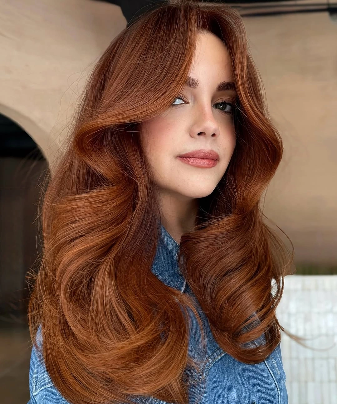 september hair colour trends 2026 Rich Copper Red With Soft Retro Waves