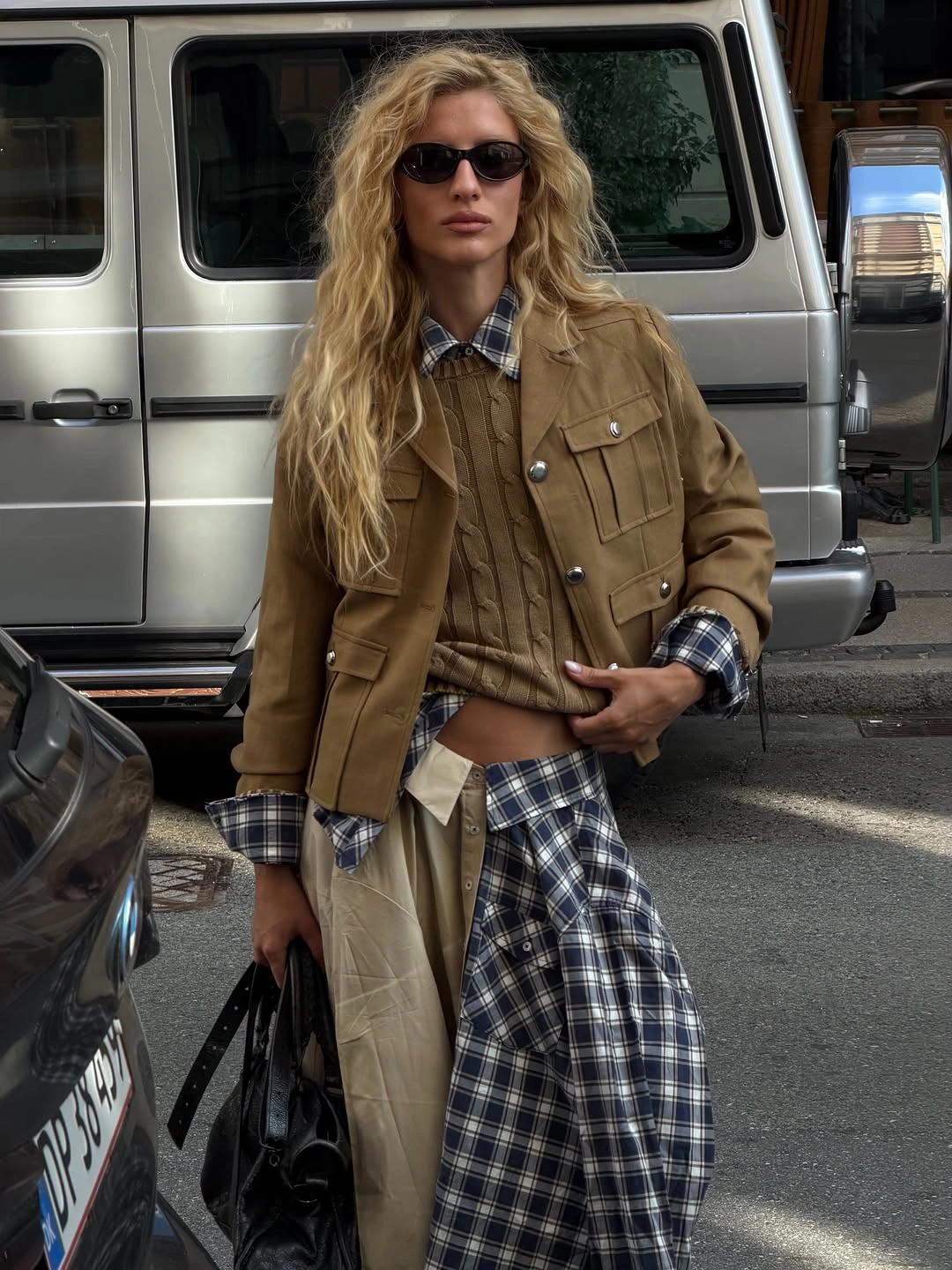 september outfit ideas 2026 - utility jacket and plaid September outfit
