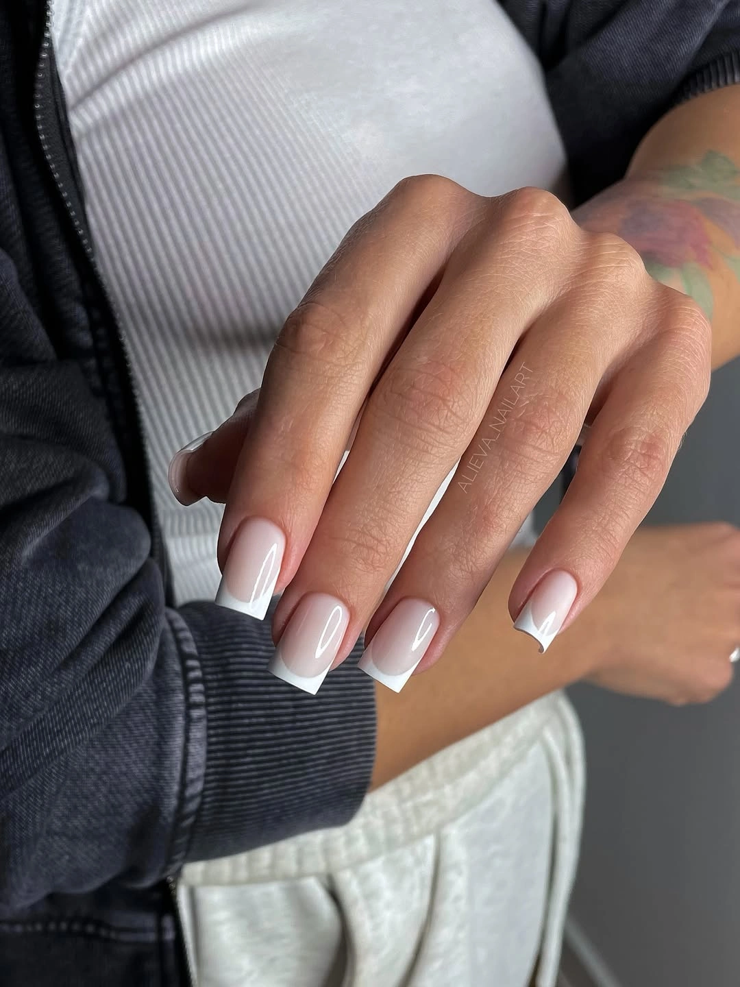 simple fall short nails Clean White French On Short Square Nails