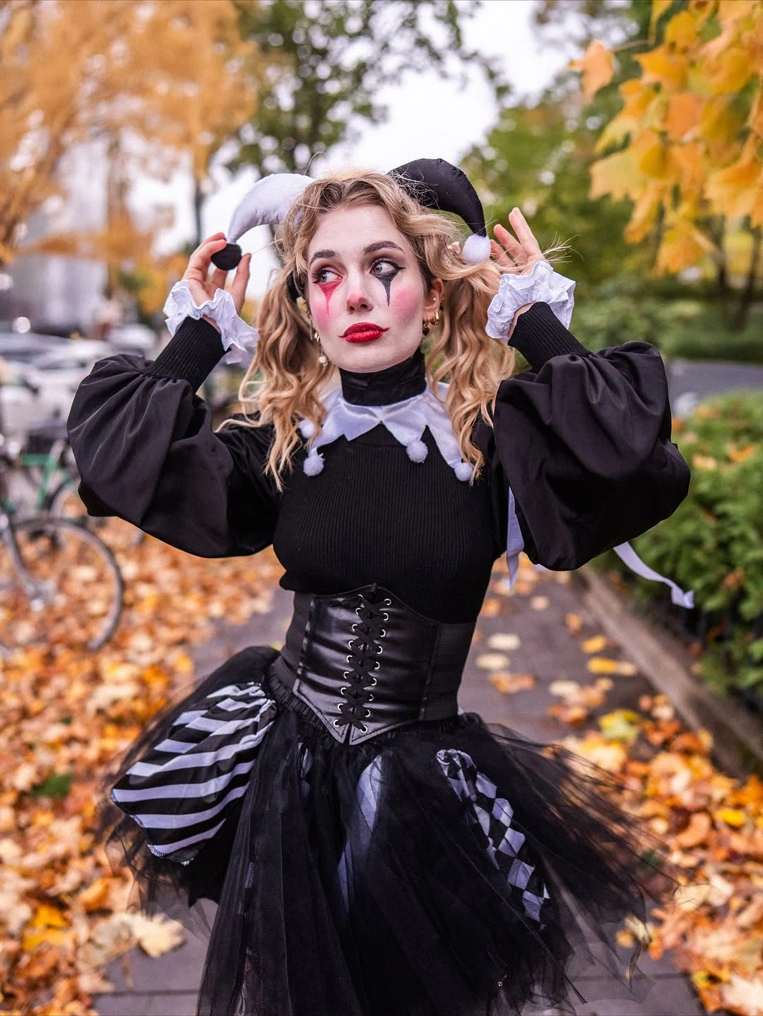 trendy halloween outfits 2026 Black and White Harlequin