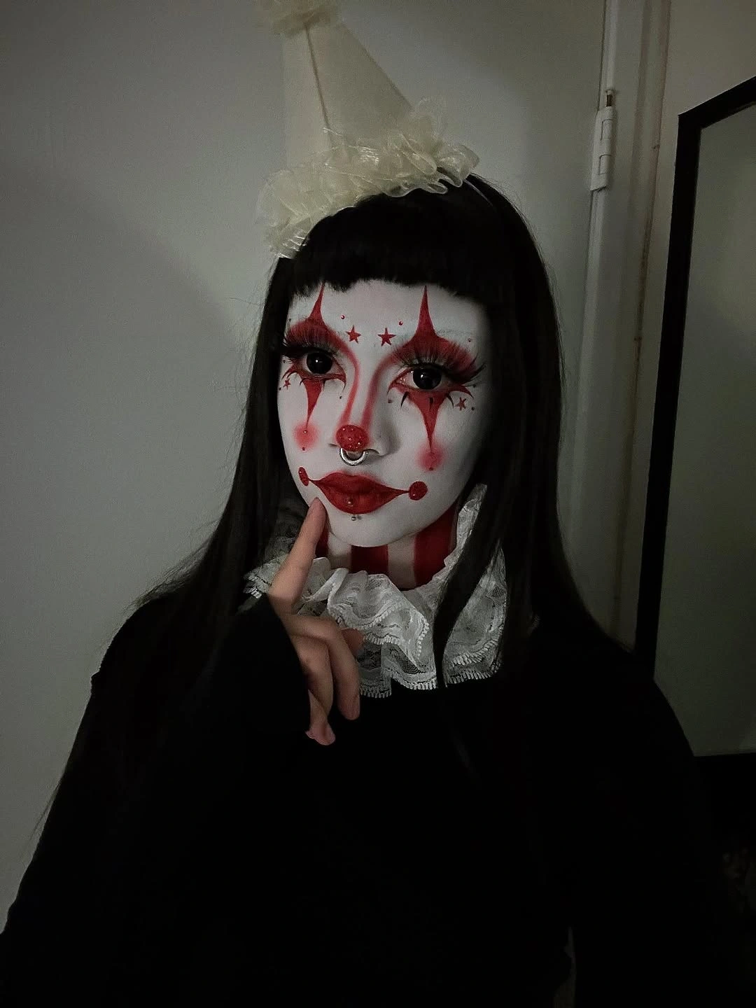 trendy halloween outfits 2026 Gothic Porcelain Clown
