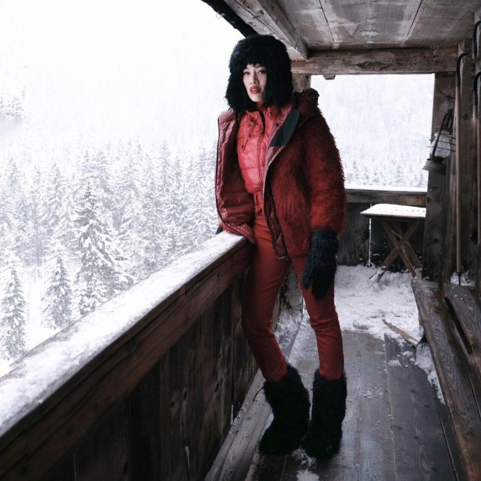 Monochromatic Red Outfit with Fur-Lined Snow Boots Monochromatic Red Outfit with Fur-Lined Snow Boots — Snow Boots Outfits