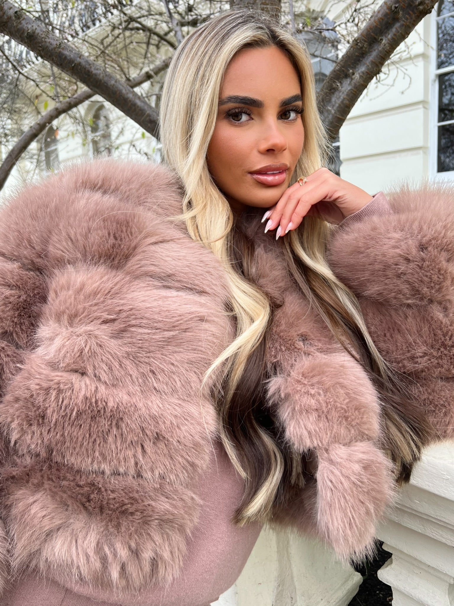 Voluminous Pink Faux Fur Jacket for Bold Winter Texture — Winter Jackets for Women