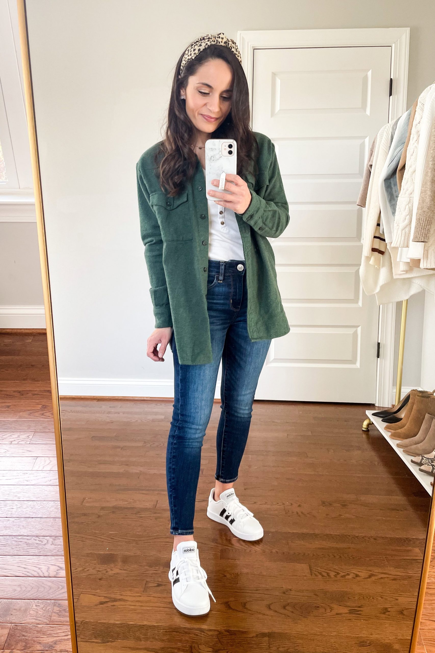 Laid-back Layers: Flannel and Denim with White Sneakers Laid-back Layers: Flannel and Denim with White Sneakers — Winter Outfits with Sneakers