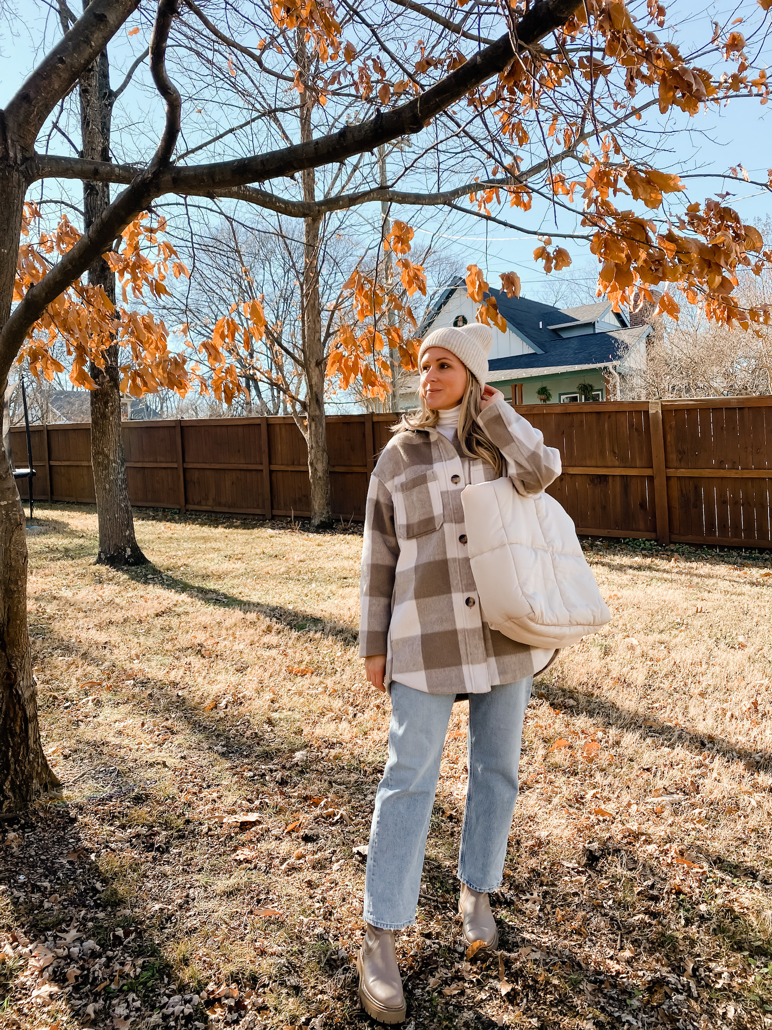 Tan Platform Boots Outfit Idea — Neutral Winter Outfits