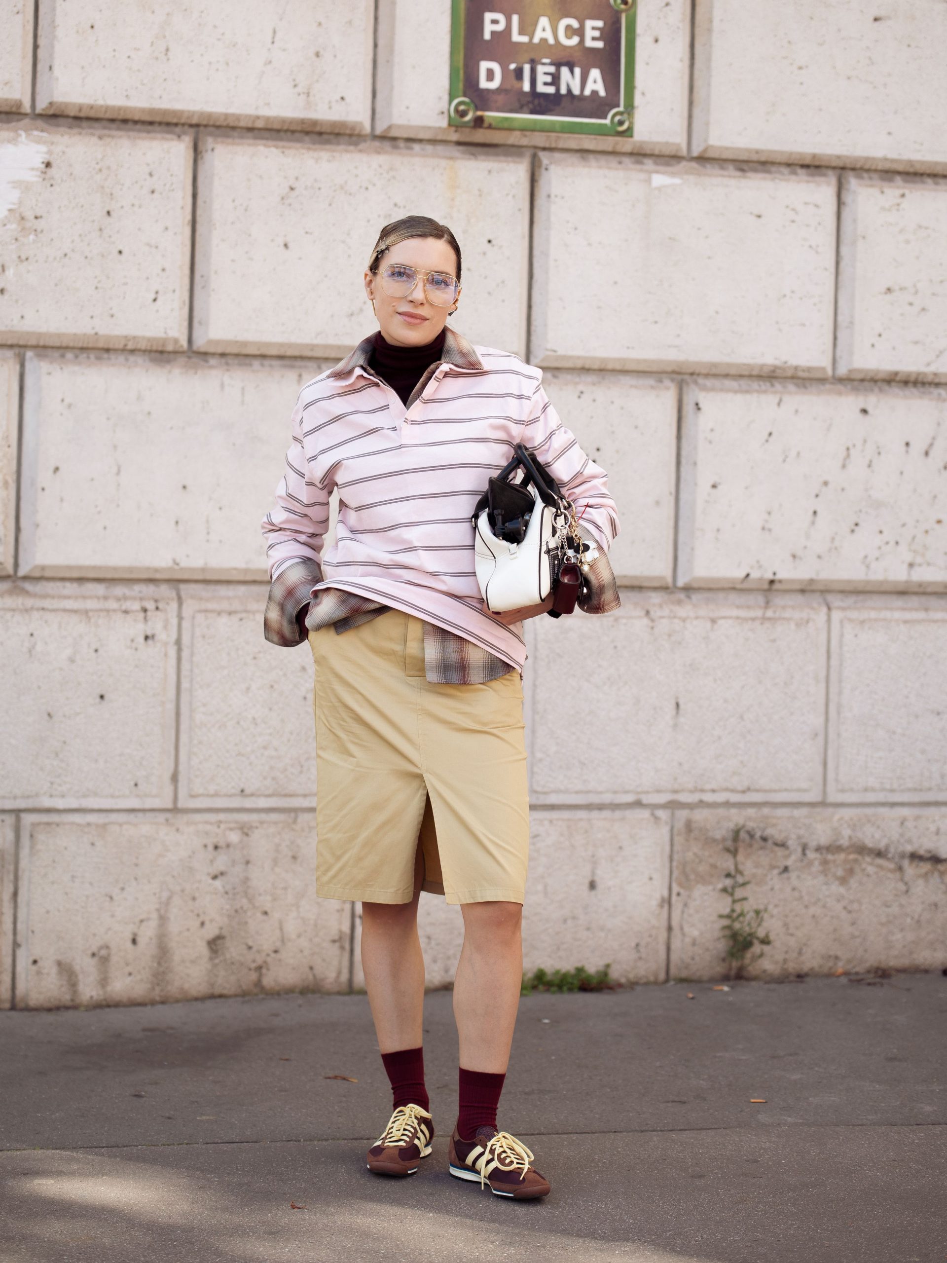 Preppy Twist: Striped Polo and Plaid with Midi Skirt and Sneakers Preppy Twist: Striped Polo and Plaid with Midi Skirt and Sneakers — Winter Outfits with Sneakers
