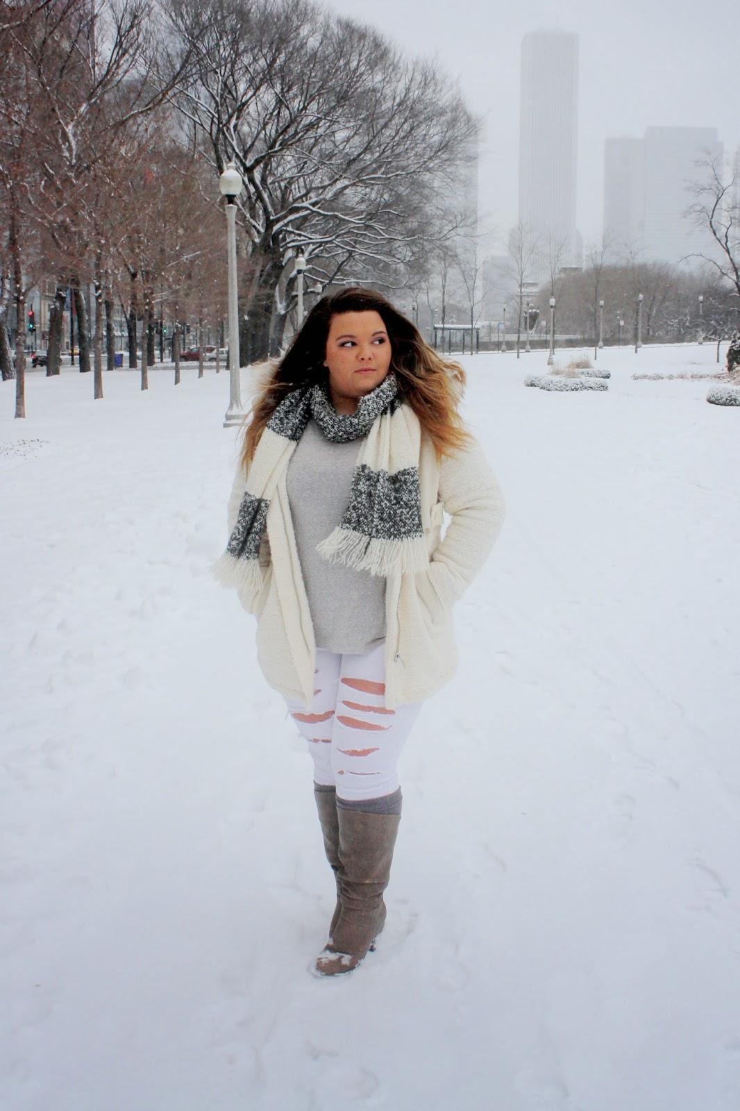 Urban Explorer: Black Faux Fur Coat with Wide-Leg Jeans — Chicago Winter Outfits