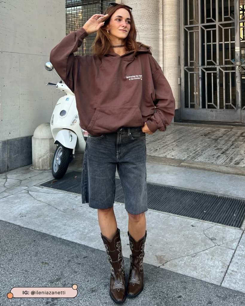 Oversized Hoodie with Denim Shorts Oversized Hoodie with Denim Shorts — Hoodie Outfits