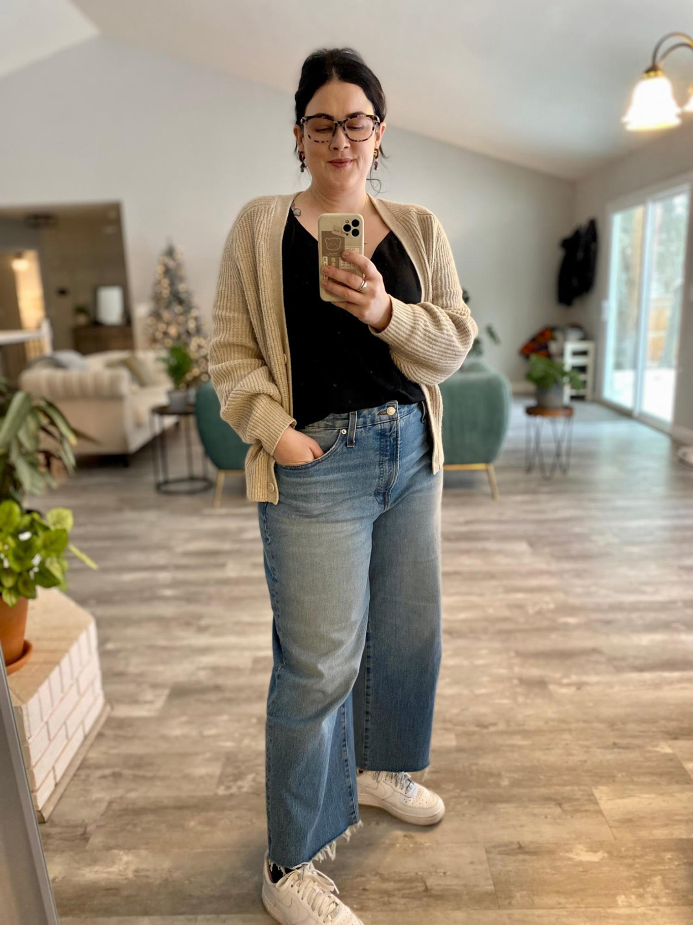 White Sneakers Outfit Idea White Sneakers Outfit Idea — Winter Outfits with Wide Leg Jeans