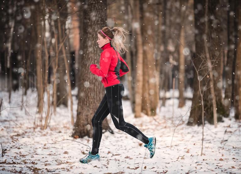 Red Athletic Jacket for Outdoor Winter Running — Winter Workout Outfits