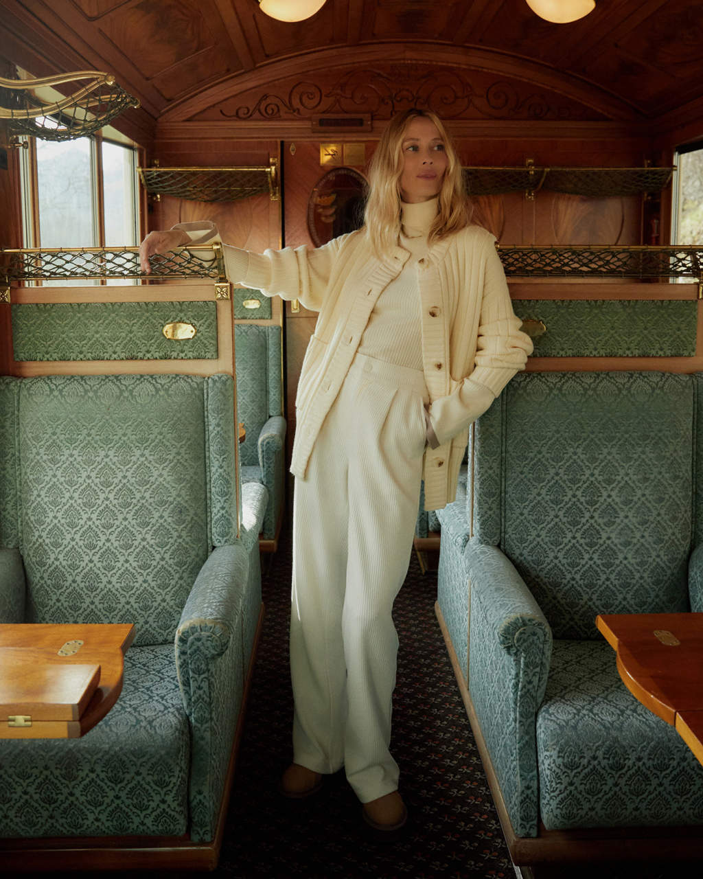 Monochromatic Cream Knit Set with Corduroy — Winter Capsule Wardrobe