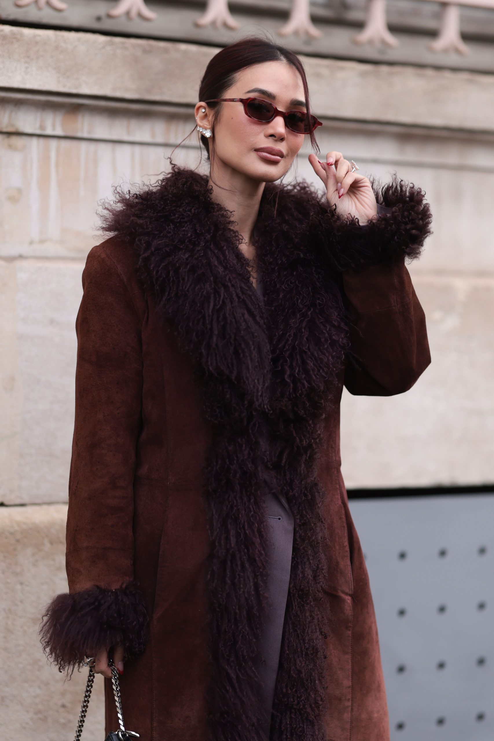 Longline Suede and Shearling Coat for Textured Warmth — Winter Coats for Women