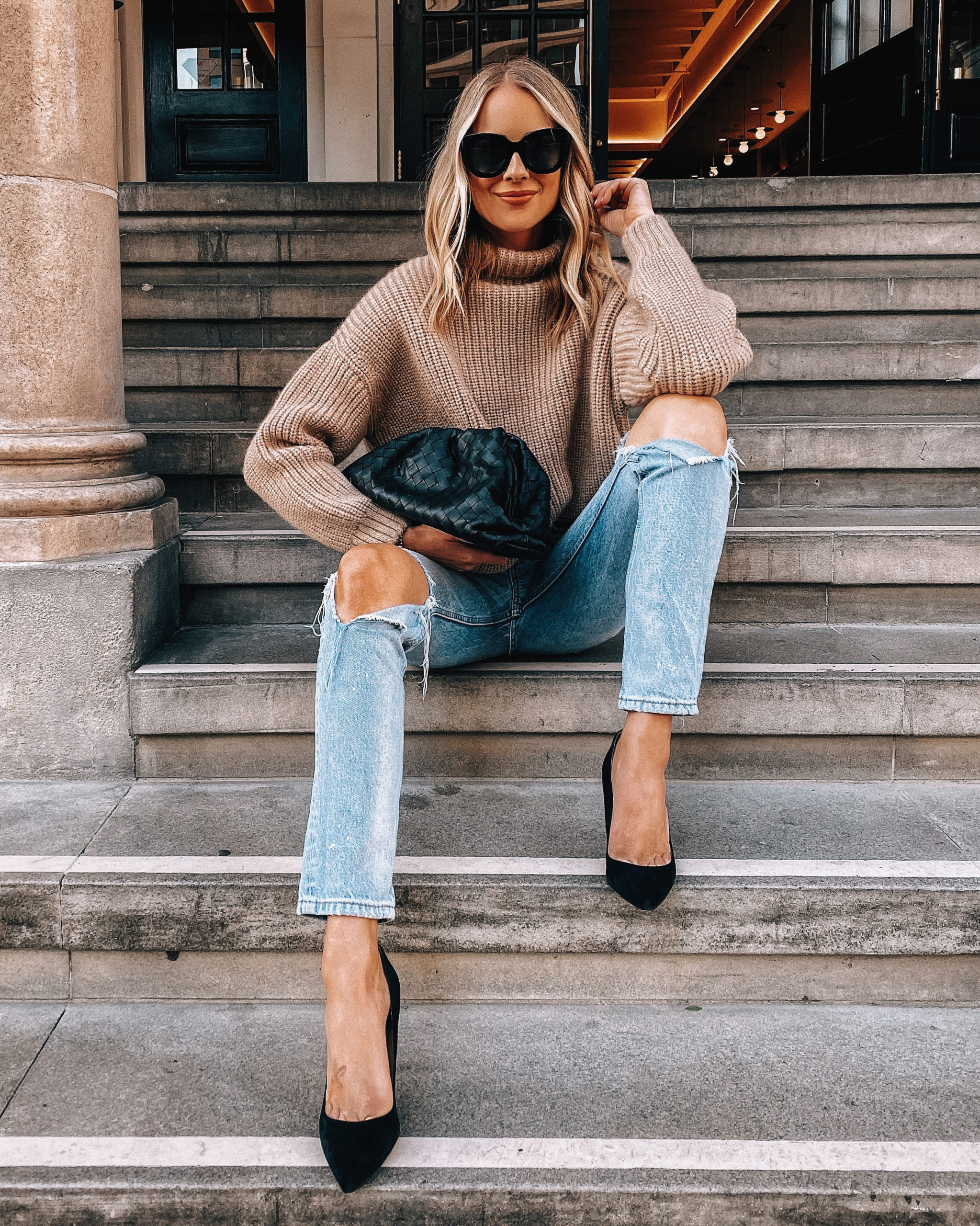 Chunky Knit Comfort with Ripped Jeans and Heels Chunky Knit Comfort with Ripped Jeans and Heels — Sweater Outfits
