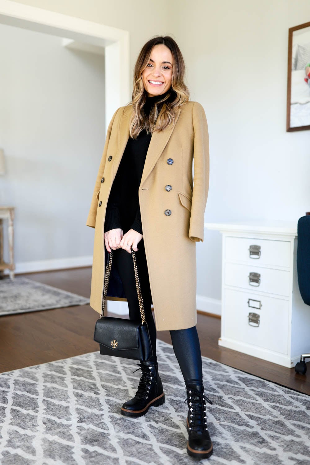 Combat Boots with Camel Coat and Leggings Combat Boots with Camel Coat and Leggings — Combat Boots Outfits