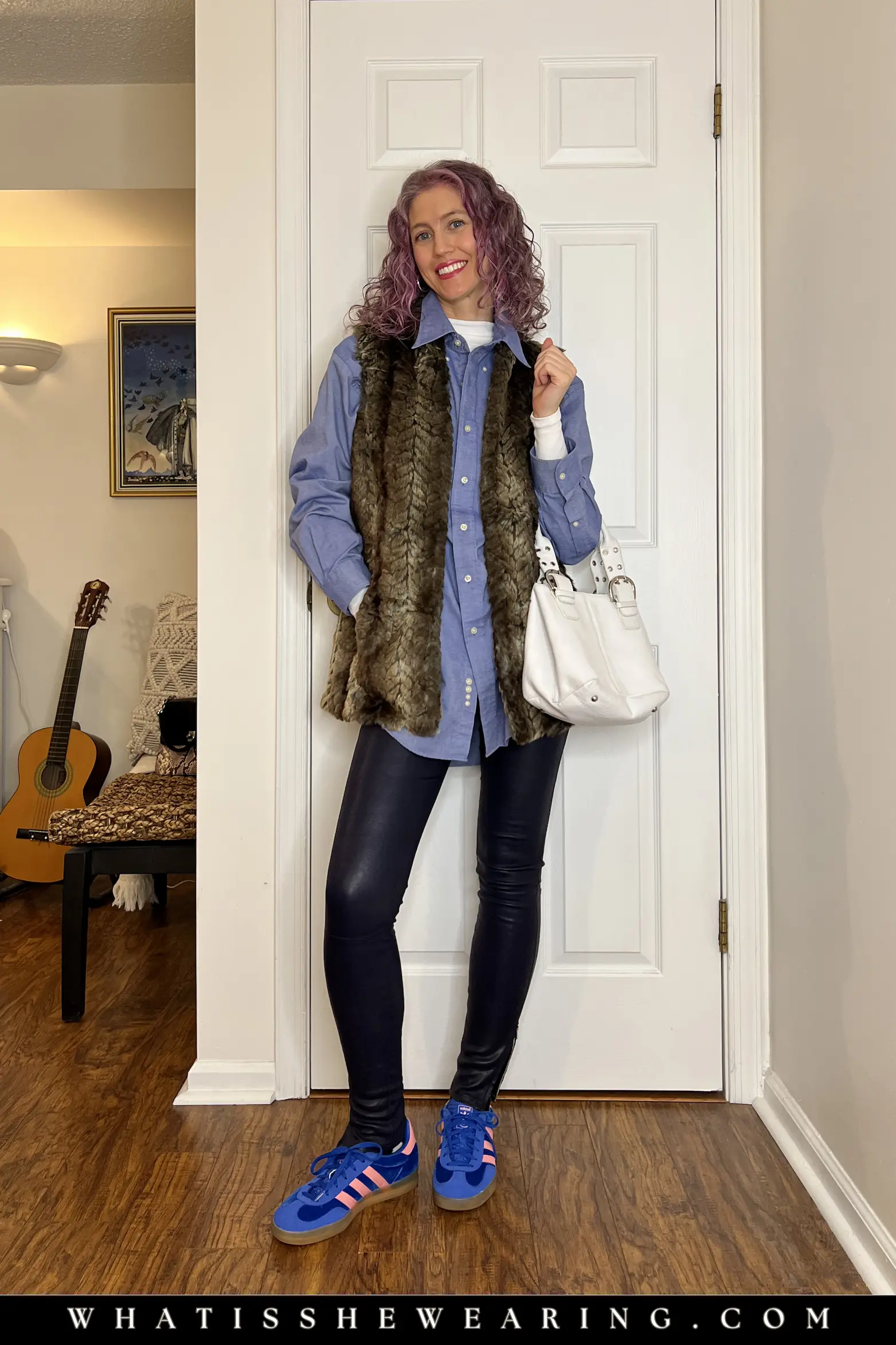 Blue And Pink Adidas Sneakers Outfit Idea — Winter to Spring Transition Outfits