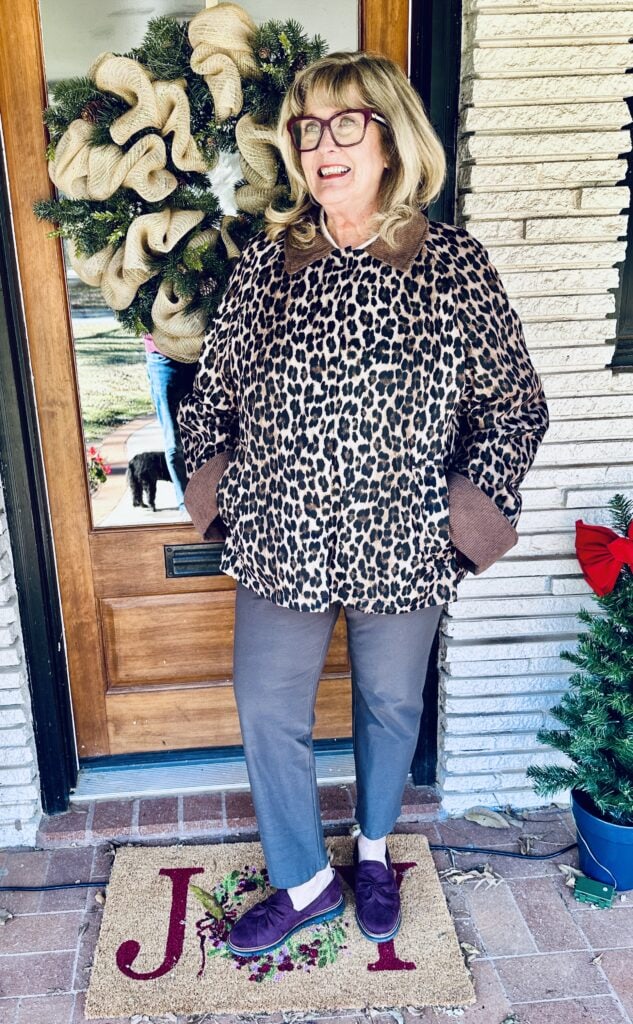 Playful Leopard Print Jacket for a Casual Winter Vibe — Winter Outfits for Women Over 60