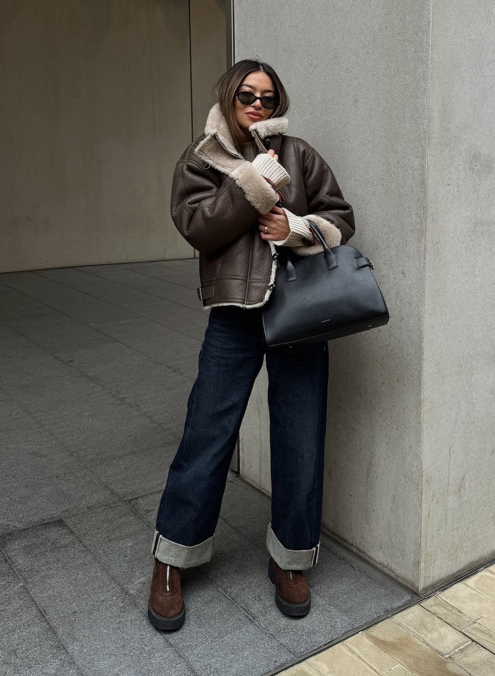 Red Zip-Up Coat Over Sweater and Jeans — Casual Winter Outfits