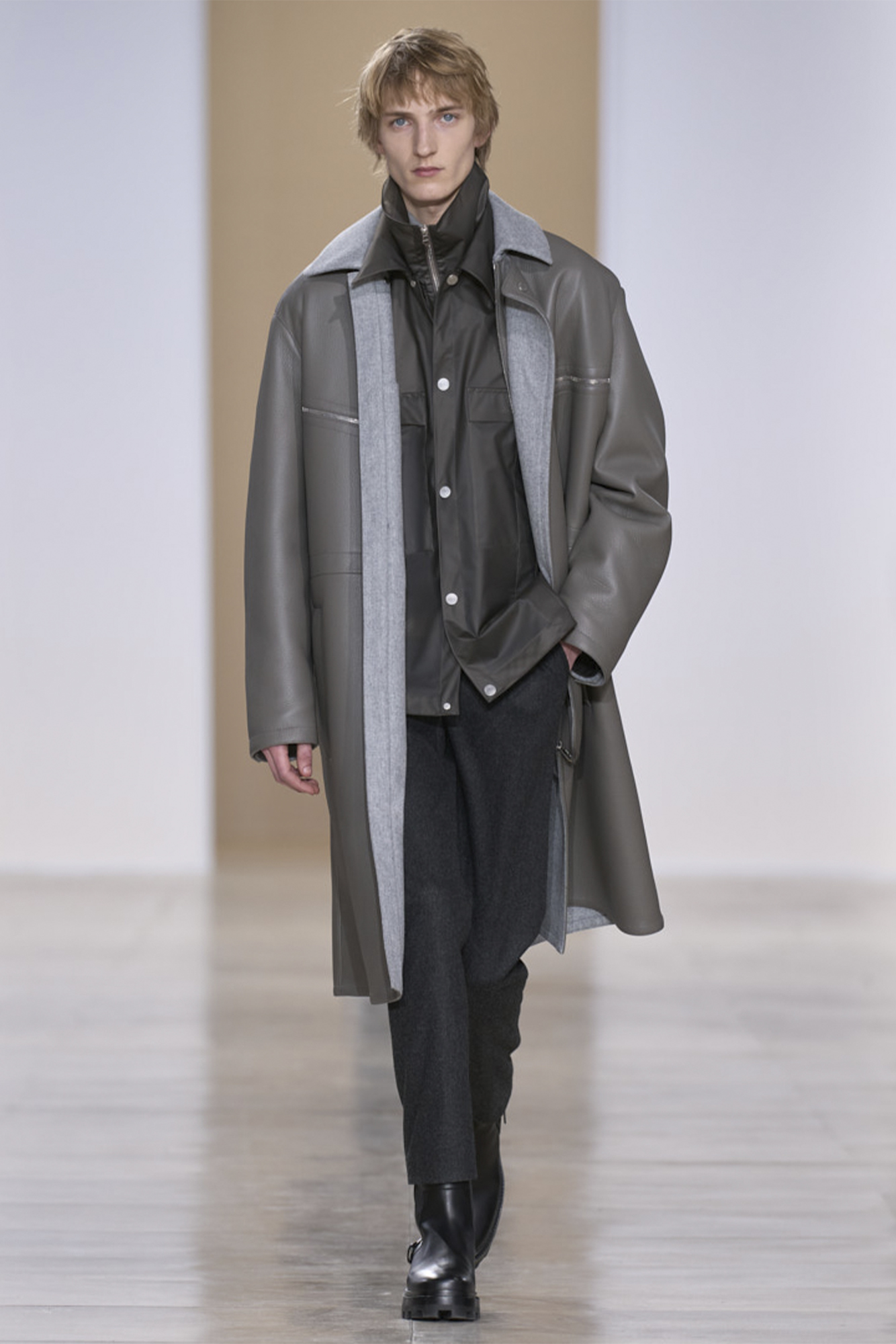 Avant-Garde Layering in Monochrome Grey Leather Avant-Garde Layering in Monochrome Grey Leather — Winter Outfits for Men