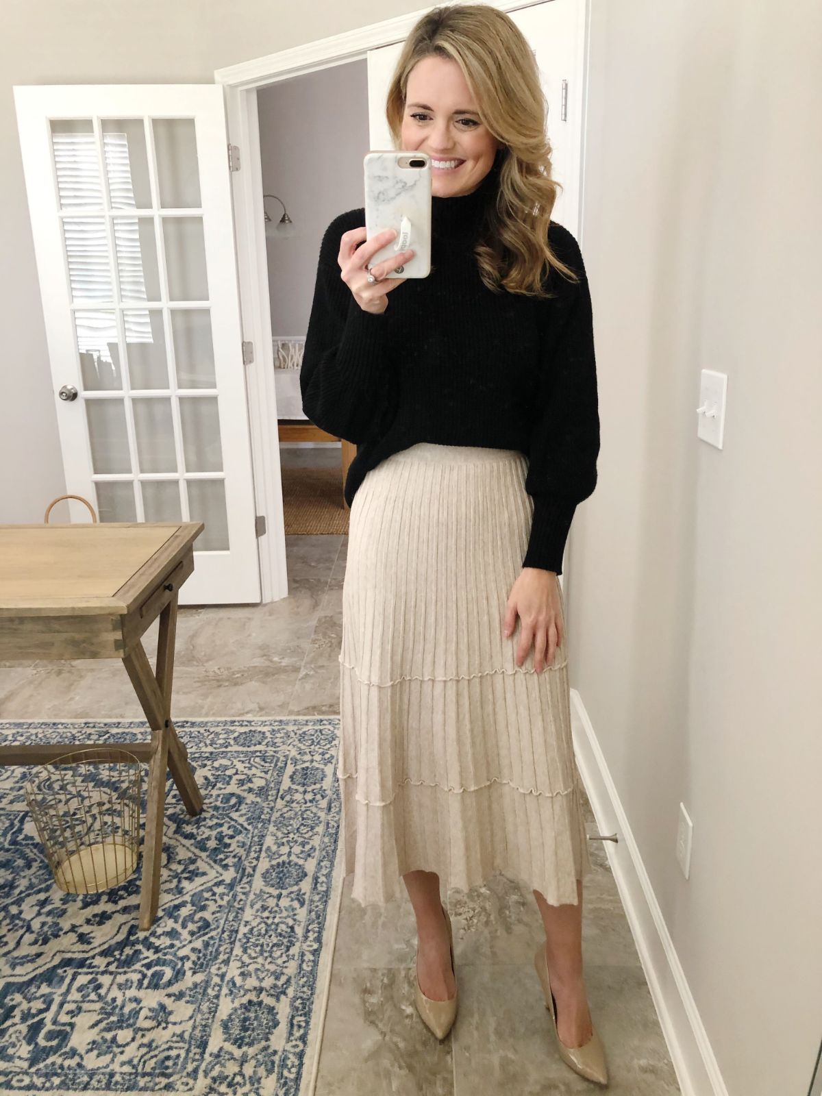 Monochromatic Black and Beige for a Polished Church Look Monochromatic Black and Beige for a Polished Church Look — Winter Church Outfits