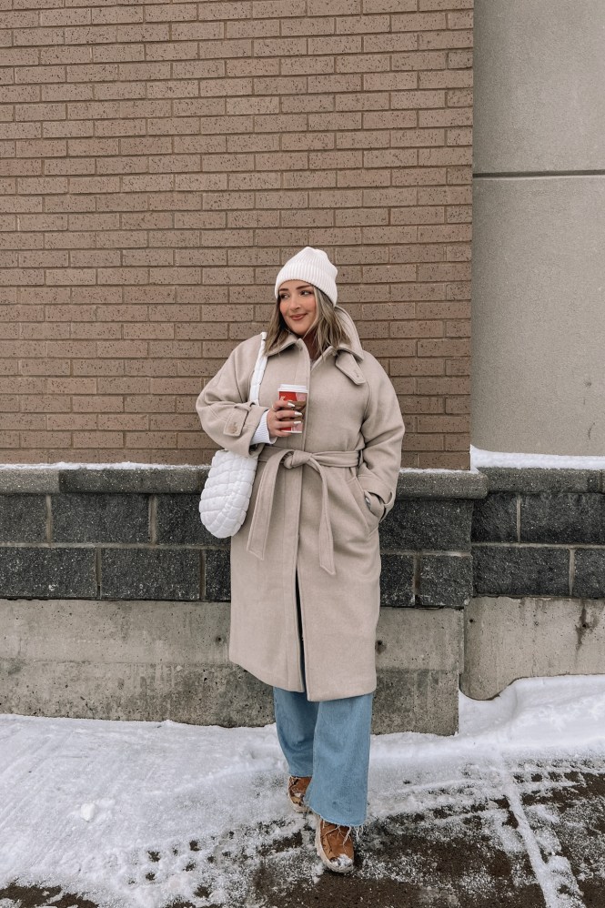 Beige Trench Coat Over Casual Layers — Cold Weather Outfits