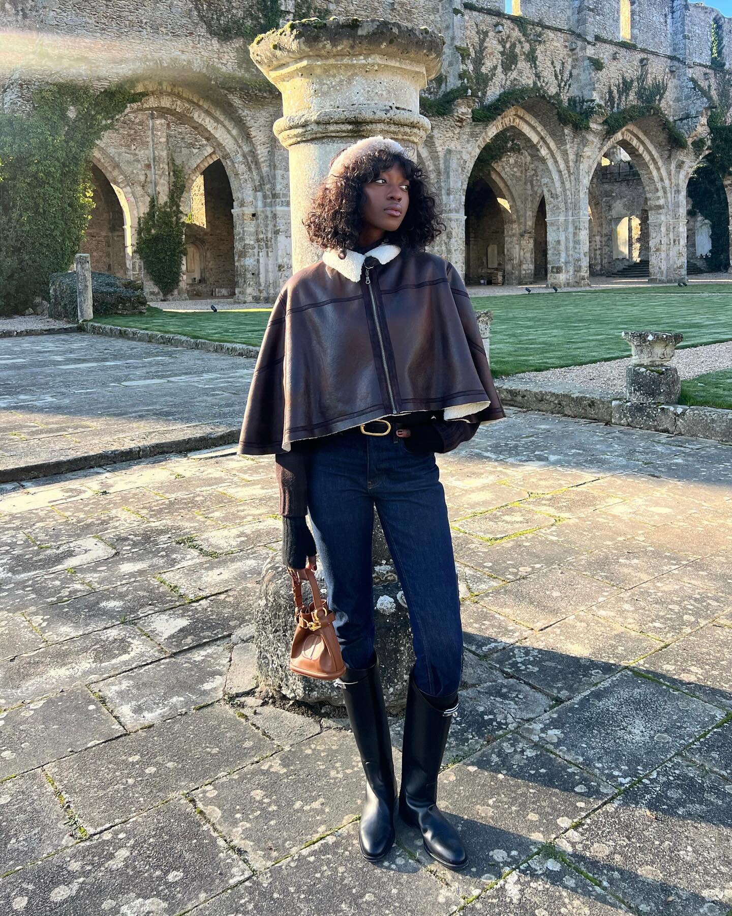 Chic Leather Cape for a European Winter Day — Europe Winter Outfits