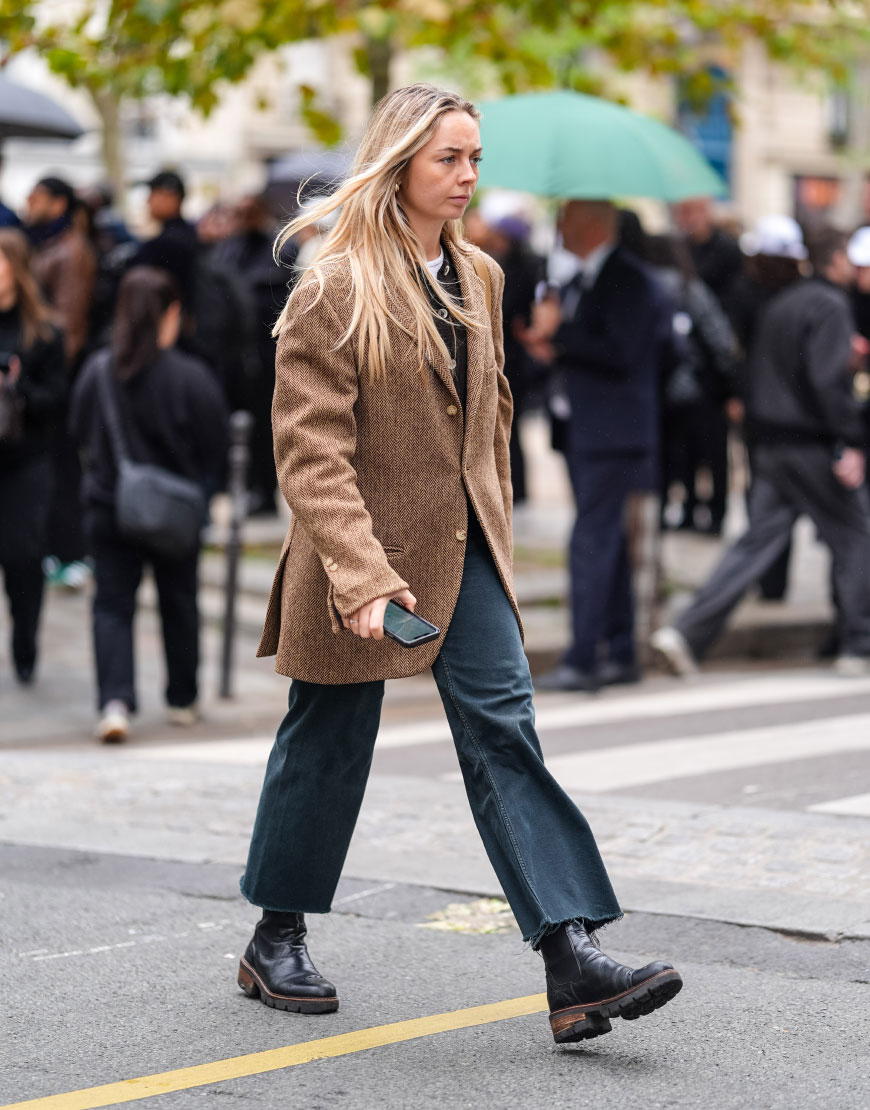 Black Chelsea Boots with Tweed Blazer and Wide Leg Jeans Black Chelsea Boots with Tweed Blazer and Wide Leg Jeans — Chelsea Boots Outfits