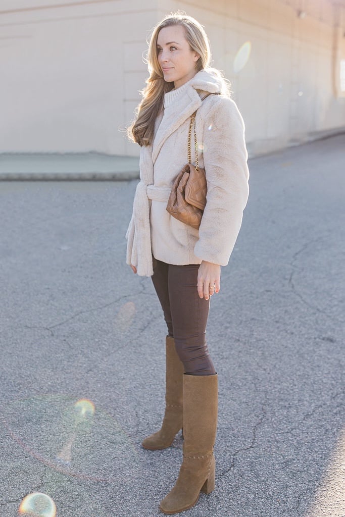 Cream Faux Fur Jacket for a Plush Winter Statement — Comfy Winter Outfits