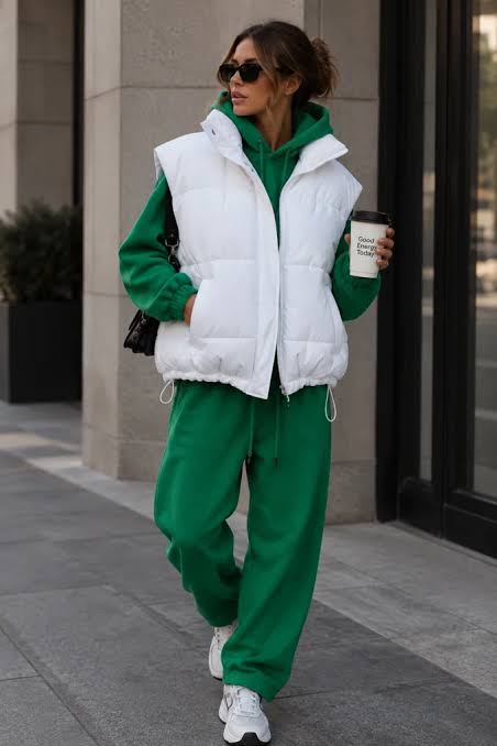 White Sneakers Outfit Idea White Sneakers Outfit Idea — Puffer Vest Outfits