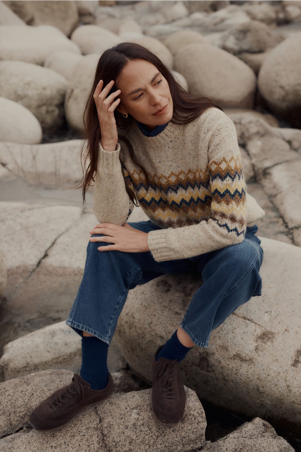 Speckled Fair Isle with Blue Turtleneck Speckled Fair Isle with Blue Turtleneck — Fair Isle Sweater Outfits