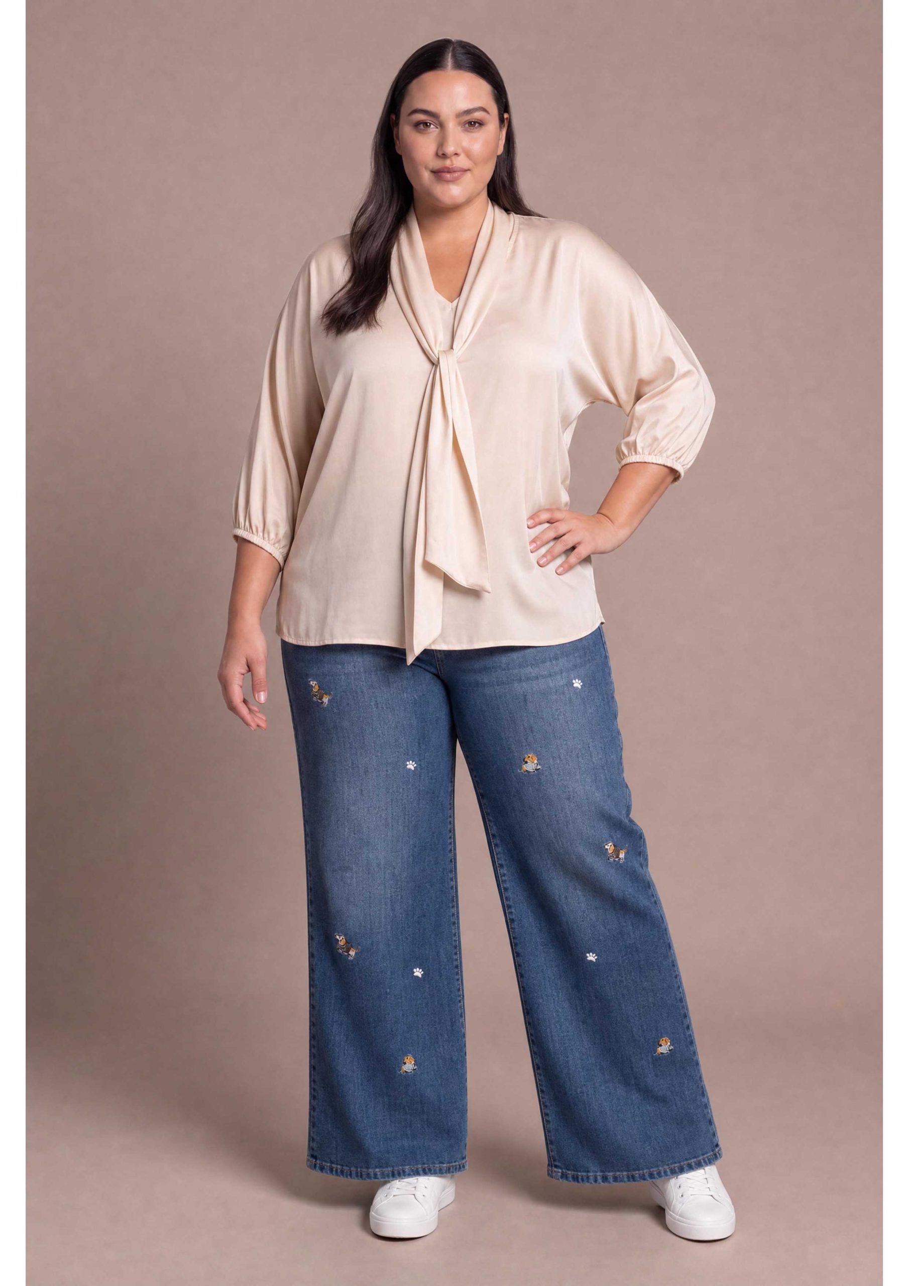 White Sneakers Outfit Idea — Winter Outfits for Plus Size Women