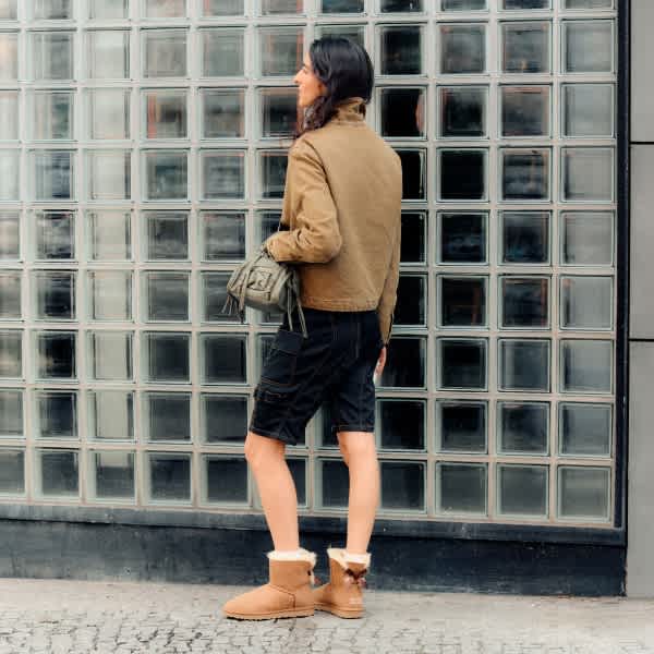 Street Style with Cargo Shorts and Utility Jacket — Ugg Boots Outfits