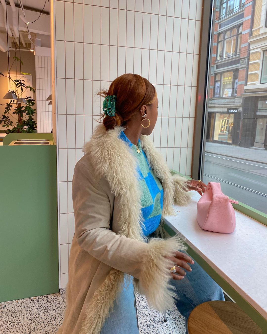Fur-Lined Coat and Patterned Knit for Cozy Layers — Y2K Winter Outfits