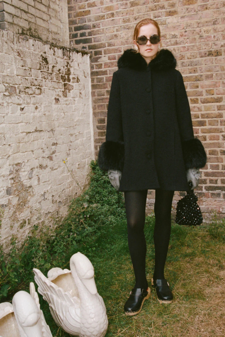 Short Black Bouclé Coat with Fur Trim for Chic Winter — Winter Jackets for Women