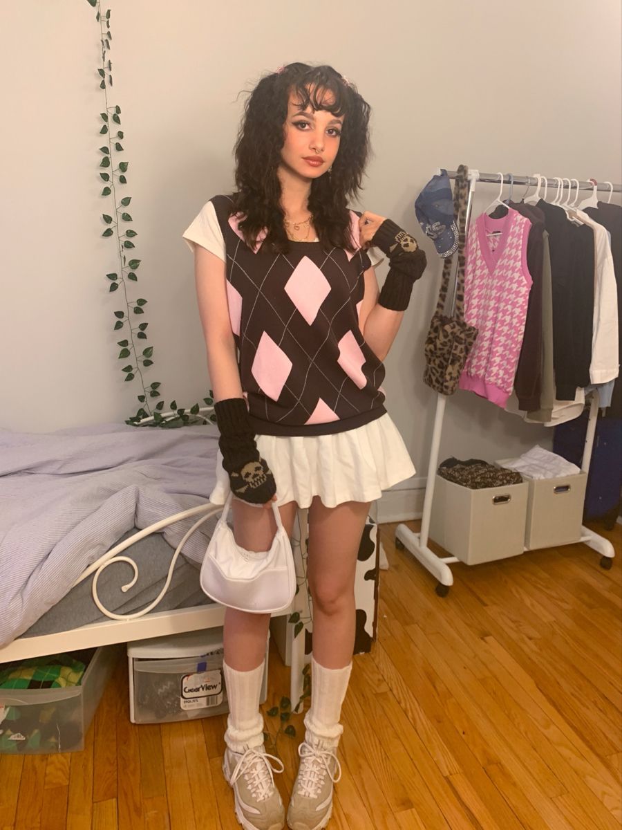 Playful Academia: Argyle Vest and White Leg Warmers — Leg Warmers Outfits