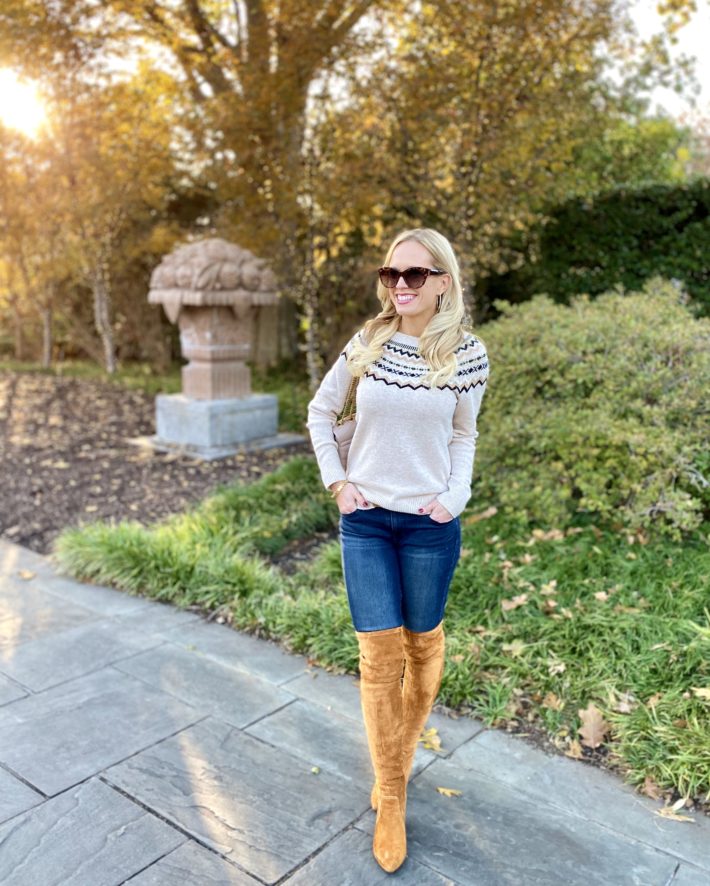 Fair Isle Sweater with Over-the-Knee Boots Fair Isle Sweater with Over-the-Knee Boots — Fair Isle Sweater Outfits