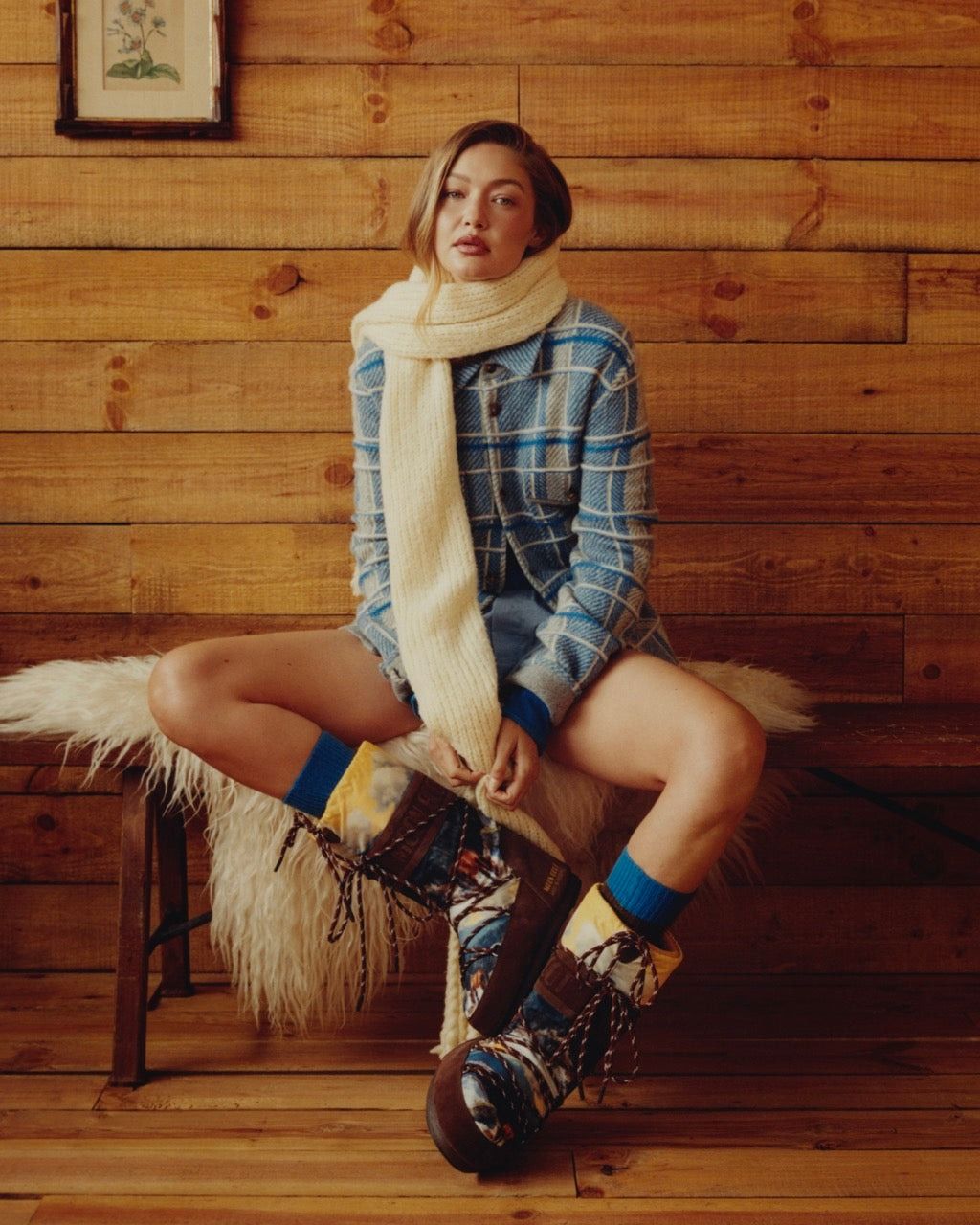 Patterned Snow Boots with Plaid Shirt — Winter Boots Outfits