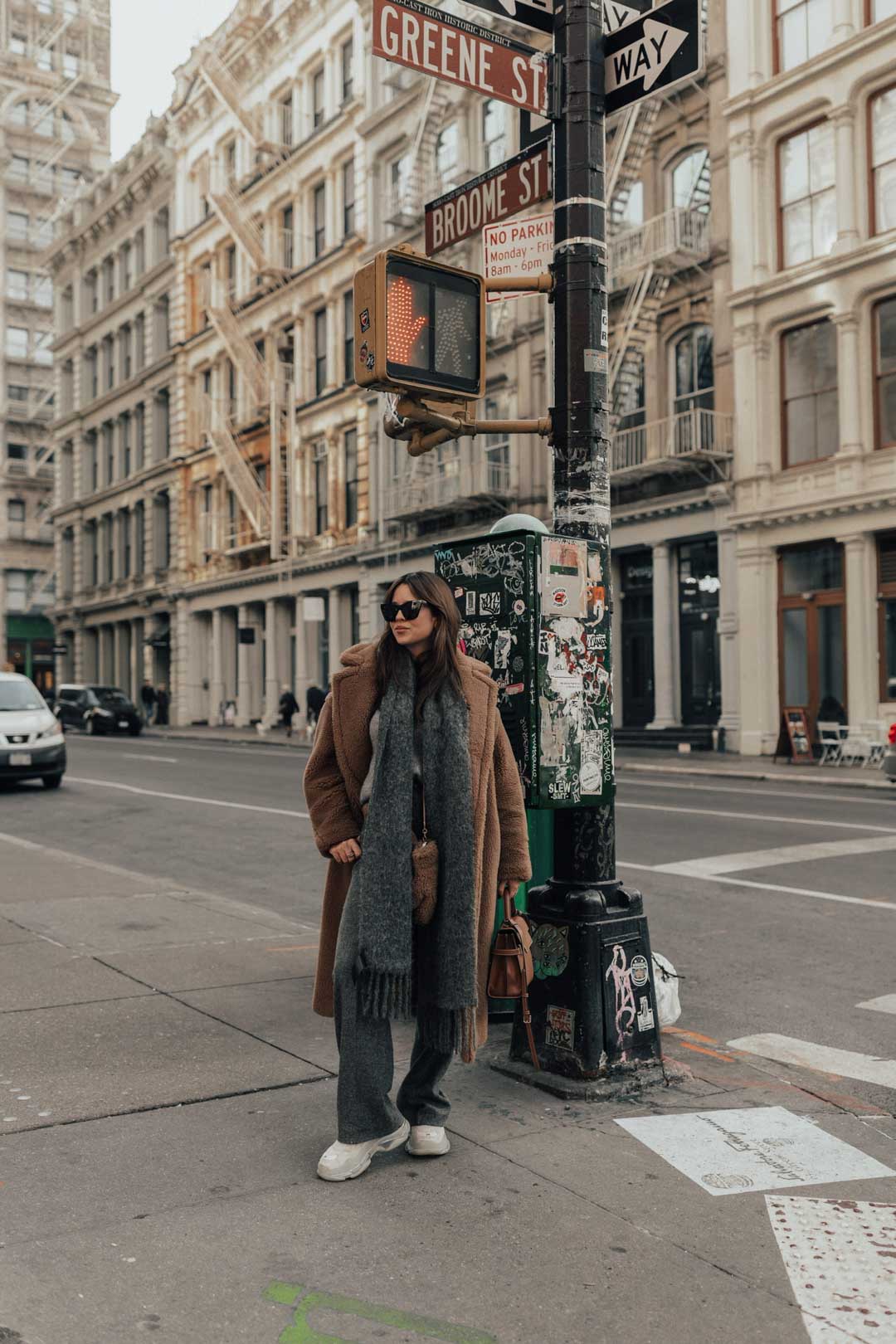 Outfit Idea — A Thick Grey Scarf Adds Warmth — Dressy Winter Outfits