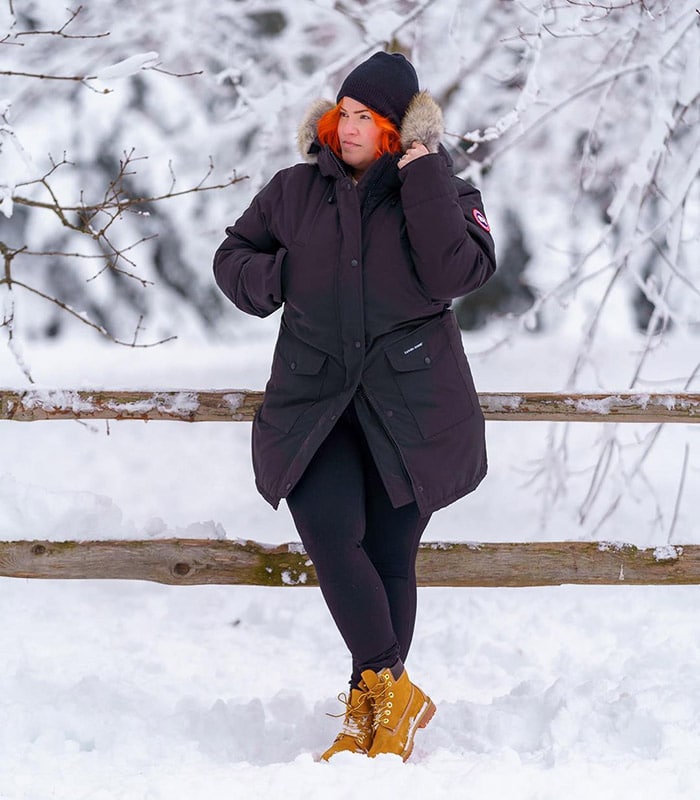 Fur-Lined Parka and Beanie for Cold Hikes Fur-Lined Parka and Beanie for Cold Hikes — Winter Hiking Outfits