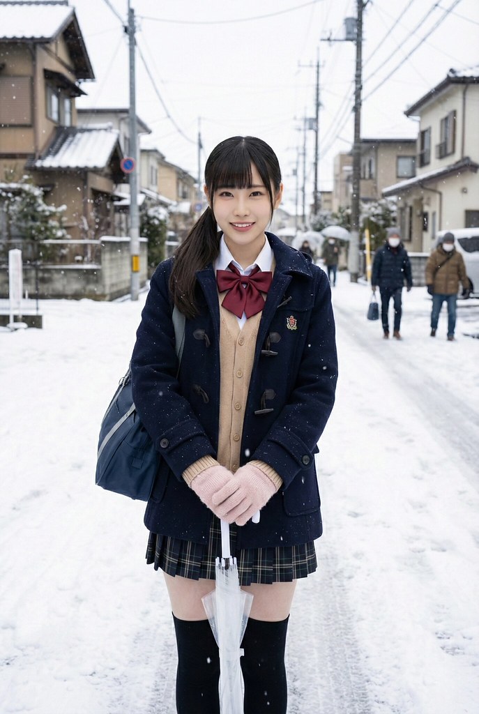 Classic School Uniform with Duffle Coat — Japan Winter Outfits