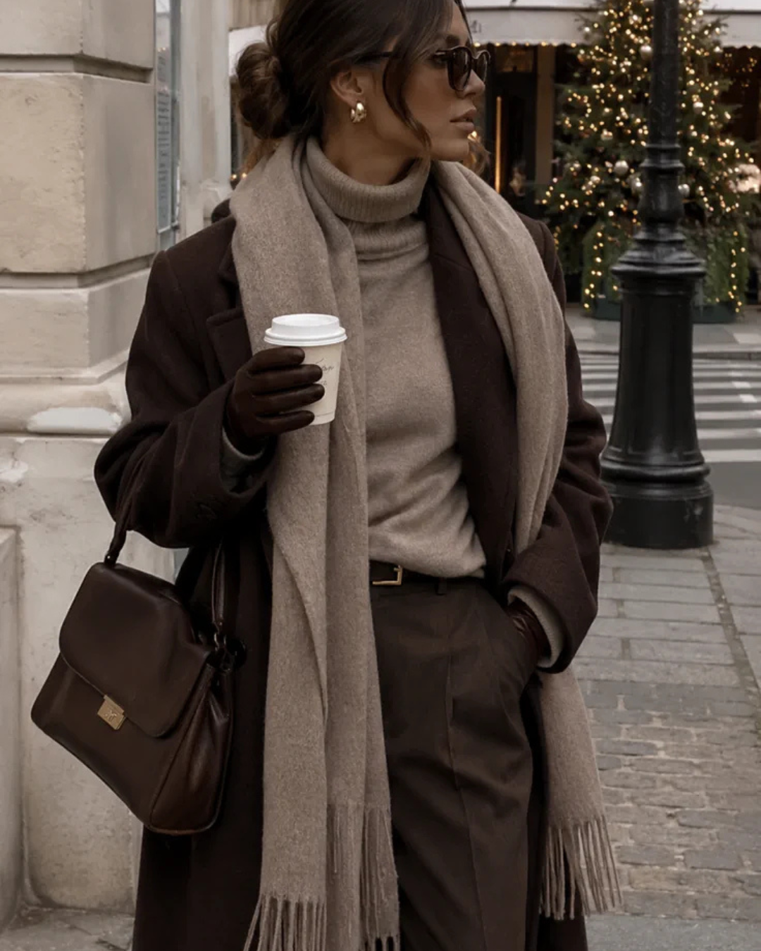 Luxurious Monochromatic Layers in Brown and Beige — Winter Outfits
