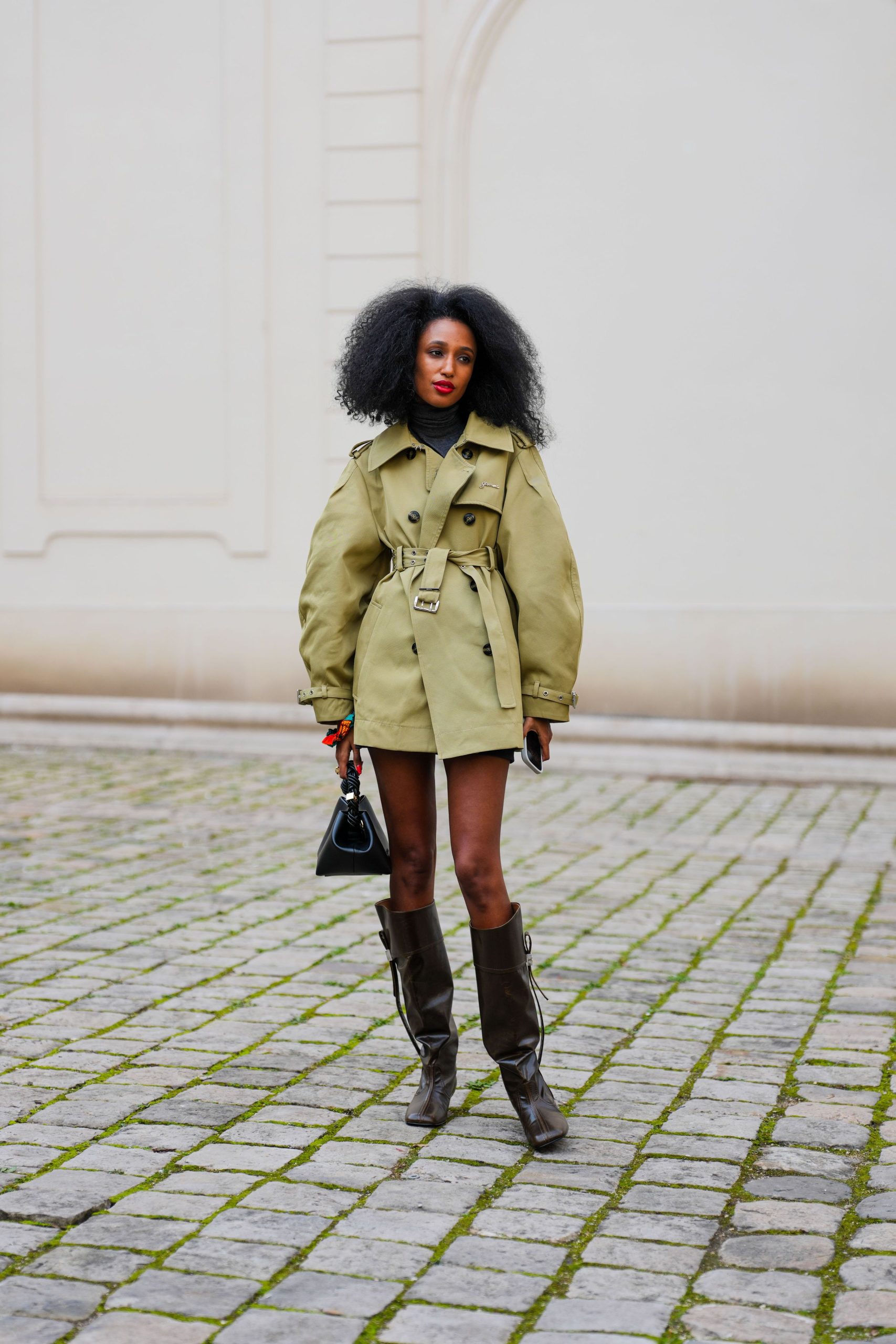 Trench Coat and Turtleneck with Brown Knee-High Boots — Knee High Boots Outfits